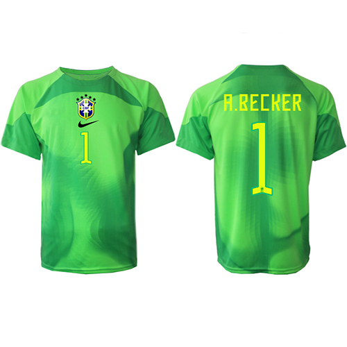 Camiseta Brasil Alisson Becker #1 Portero Visitante Equipación Mundial 2022 manga corta
